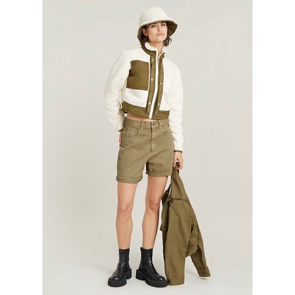 (24) NWT $130 G Star Raw Loose 5 Pocket Shorts Light Moss Green - Picture 2 of 8